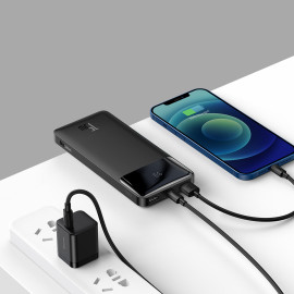 Външна батерия Baseus, 10000 mAh, 15W, fast charge, 2хUSB/USB-C, LED дисплей, PPBD050001, Черна
