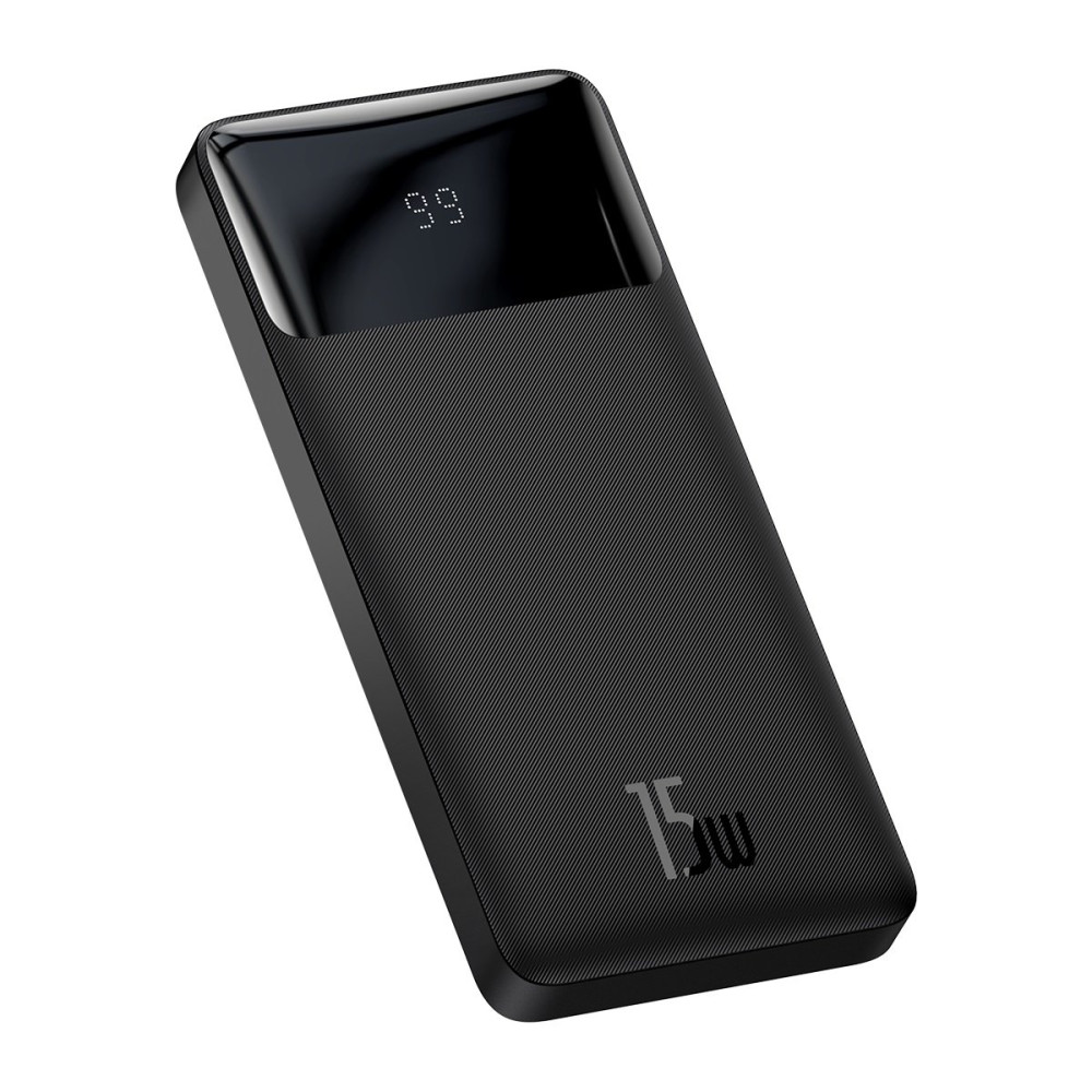 Външна батерия Baseus, 10000 mAh, 15W, fast charge, 2хUSB/USB-C, LED дисплей, PPBD050001, Черна