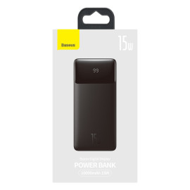 Външна батерия Baseus, 10000 mAh, 15W, fast charge, 2хUSB/USB-C, LED дисплей, PPBD050001, Черна