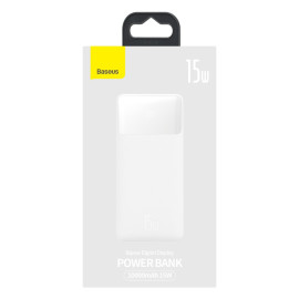 Външна батерия Baseus, 10000 mAh, 20W, fast charge, 2хUSB/USB-C, LED дисплей, PPBD050002, Бяла