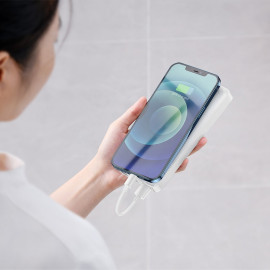 Външна батерия Baseus, 10000 mAh, 20W, fast charge, 2хUSB/USB-C, LED дисплей, PPBD050002, Бяла