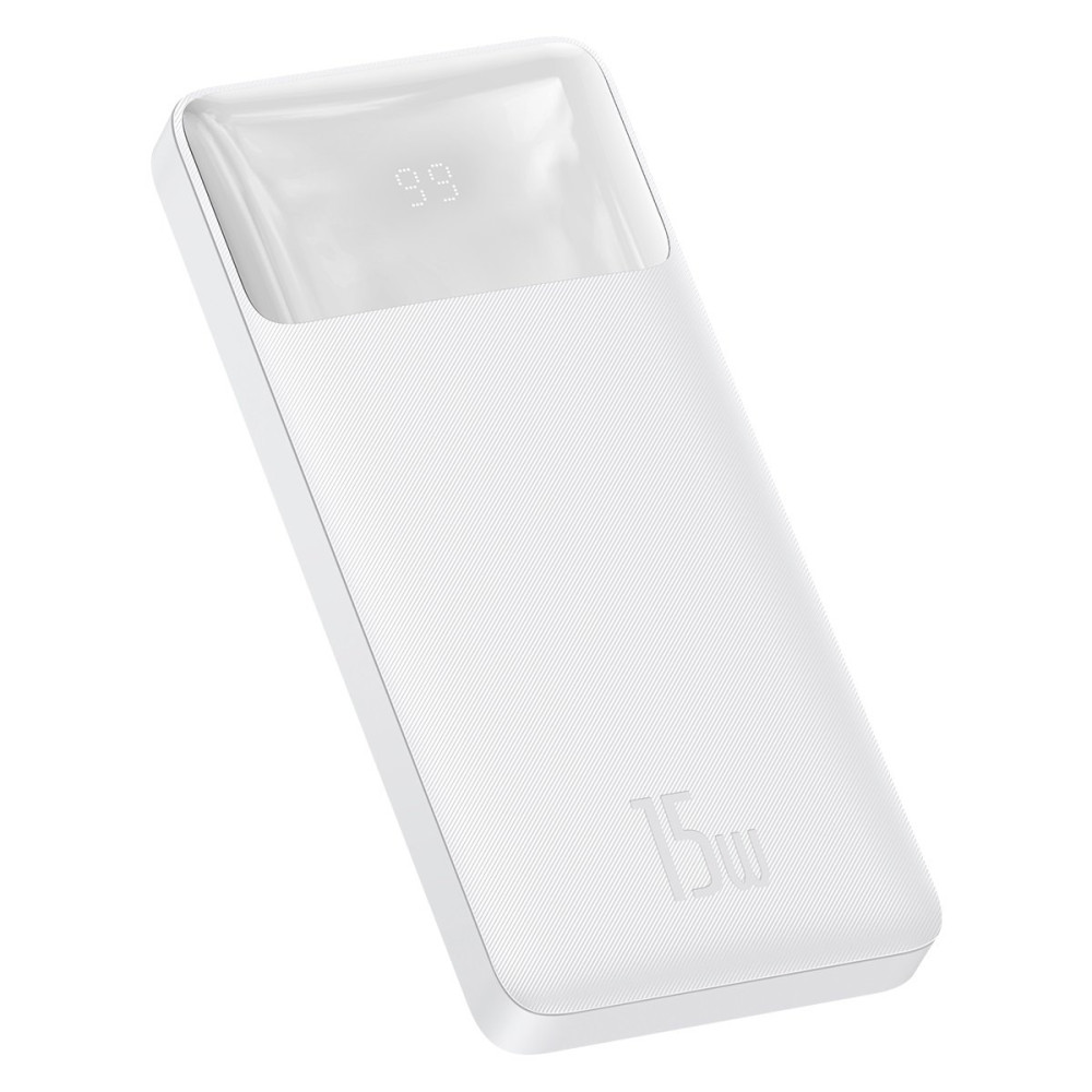 Външна батерия Baseus, 10000 mAh, 20W, fast charge, 2хUSB/USB-C, LED дисплей, PPBD050002, Бяла