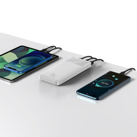Външна батерия Baseus, 10000 mAh, 20W, fast charge, 2хUSB/USB-C, LED дисплей, PPBD050002, Бяла