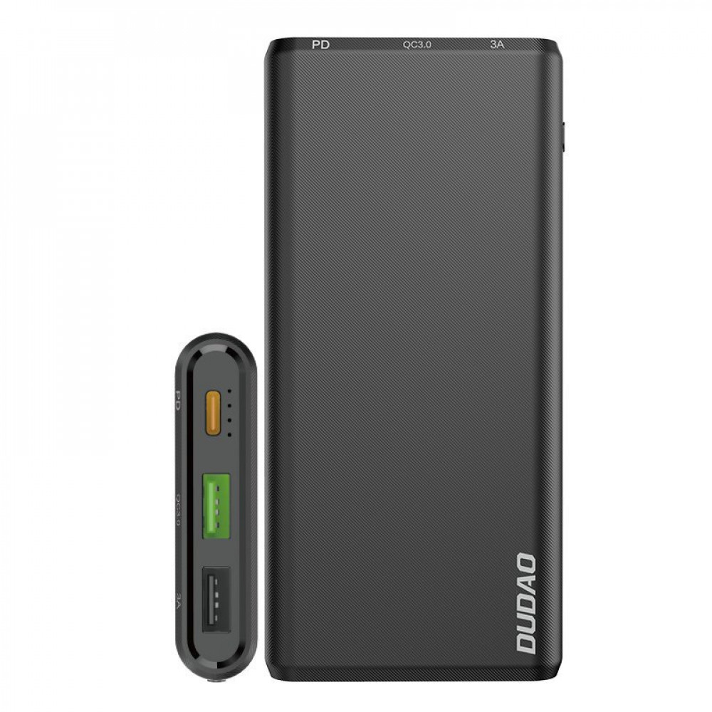 Външна батерия Dudao, 10000 mAh, 20W, Power Delivery, Quick Charge, Qi бързо зареждане, 2хUSB/USB-C, K12PQ_B, Черна