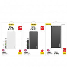 Външна батерия Dudao, 10000 mAh, 20W, Power Delivery, Quick Charge, Qi бързо зареждане, 2хUSB/USB-C, K12PQ_B, Черна