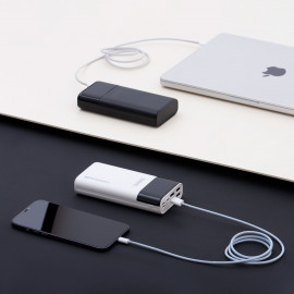 Външна батерия Wozinsky, 30000mAh, с 4x USB, с дисплей, 4A, Бяла