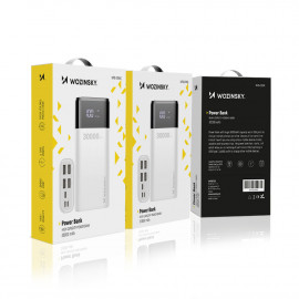 Външна батерия Wozinsky, 30000mAh, с 4x USB, с дисплей, 4A, Бяла