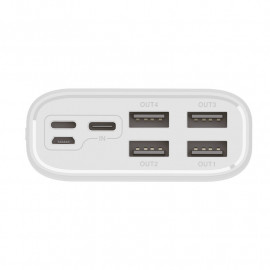 Външна батерия Wozinsky, 30000mAh, с 4x USB, с дисплей, 4A, Бяла
