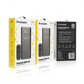 Външна батерия Wozinsky, 30000mAh, с 4x USB, с дисплей, 4A, Черна