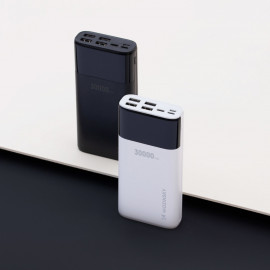 Външна батерия Wozinsky, 30000mAh, с 4x USB, с дисплей, 4A, Черна