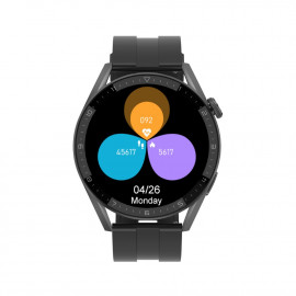 Смарт Часовник KA Digital DT3 Plus, BT разговори, EKG, Пулс, Кожена верижка, Допълнителна каишка, Черен