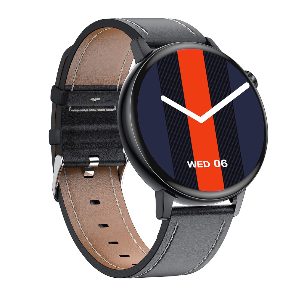 Смарт Часовник KA Digital GT3 mini, NFC, BT разговори, EKG, Пулс, Кожена верижка, Допълнителна каишка, Черен