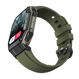 Военен часовник KA DIGITAL K55, 1.85” UltraVision, Bluetooth обаждане, AI гласов асистент, Анти-Шок, Мулти спортове, Мониторинг на здравето, Известия, Mетеорологично време, Army Green