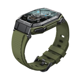 Военен часовник KA DIGITAL K55, 1.85” UltraVision, Bluetooth обаждане, AI гласов асистент, Анти-Шок, Мулти спортове, Мониторинг на здравето, Известия, Mетеорологично време, Army Green