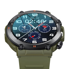 Военен часовник KA DIGITAL K56 Pro ,Bluetooth обаждане, 1.39” Ultra Smooth Touch HD LCD, AI гласов асистент, 100+ спортни режима, Здравен монитор, Висока автономия, Army Green