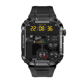 Военен часовник KA DIGITAL K66, 1.85” UltraVision, Bluetooth обаждане, Анти-Шок, Мулти спортове, Мониторинг на здравето, Известия, Black