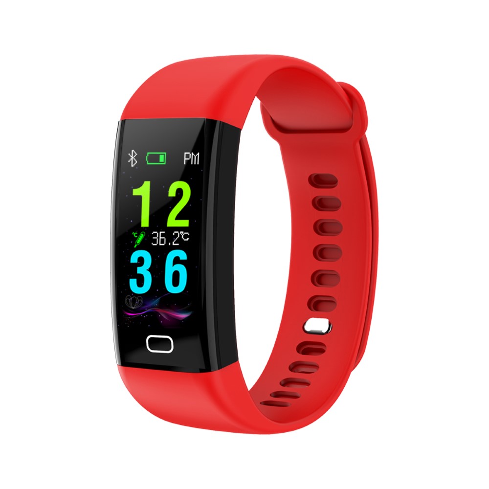 Фитнес гривна KA Digital F77 BP/HR, Цветен дисплей, Температура, Кръвно налягане, Пулсомер, Часовник,Крачки, Калории, Червен