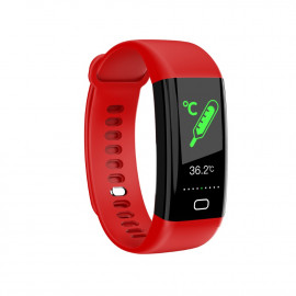 Фитнес гривна KA Digital F77 BP/HR, Цветен дисплей, Температура, Кръвно налягане, Пулсомер, Часовник,Крачки, Калории, Червен