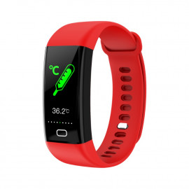 Фитнес гривна KA Digital F77 BP/HR, Цветен дисплей, Температура, Кръвно налягане, Пулсомер, Часовник,Крачки, Калории, Червен