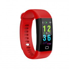 Фитнес гривна KA Digital F77 BP/HR, Цветен дисплей, Температура, Кръвно налягане, Пулсомер, Часовник,Крачки, Калории, Червен