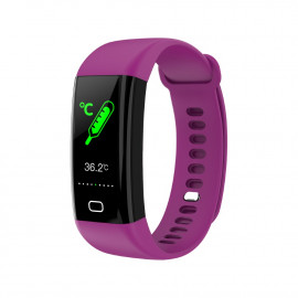Фитнес гривна KA Digital F77 BP/HR, Цветен дисплей, Температура, Кръвно налягане, Пулсомер, Часовник,Крачки, Калории, Лилав