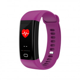 Фитнес гривна KA Digital F77 BP/HR, Цветен дисплей, Температура, Кръвно налягане, Пулсомер, Часовник,Крачки, Калории, Лилав