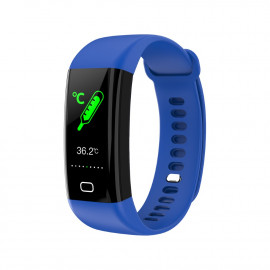 Фитнес гривна KA Digital F77 BP/HR, Цветен дисплей, Температура, Кръвно налягане, Пулсомер, Часовник,Крачки, Калории, Син