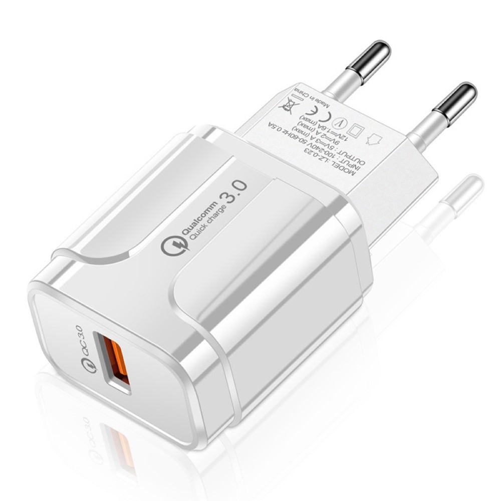Мрежово зарядно KA Digital LZ-023 USB Бързо зареждане  QC3.0, 3А MAX, Бял