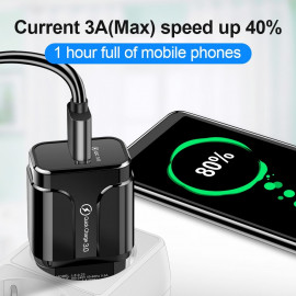 Мрежово зарядно KA Digital LZ-023 USB Бързо зареждане  QC3.0, 3А MAX, Бял